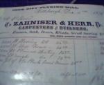 Zahnizer and Kerr Bill Head from 12/3/1875