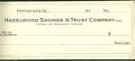 CHECK BOOK & LEDGER, 1920 ,HAZELWOOD SAVINGS,PITTS
