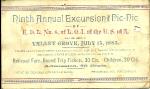 NINTH ANN. EXCURSION PIC NIC BLOTTER 1885