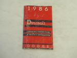 Dodge Diplomat 1986- Operating & Product Information